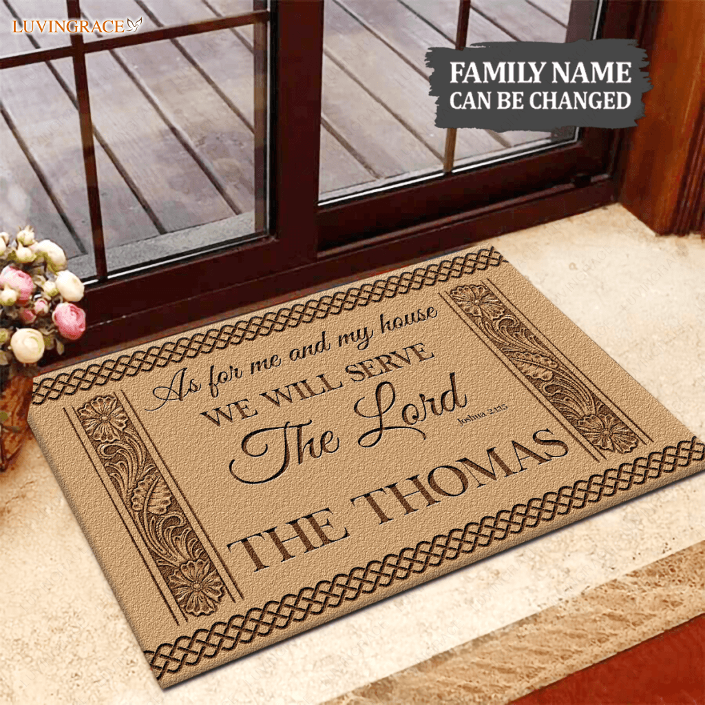 Sunflower Border Serve The Lord Personalized Doormat