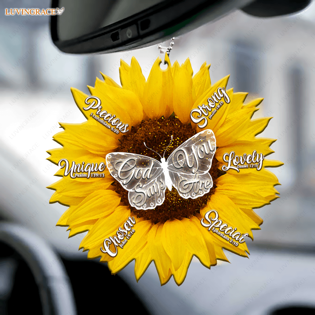 Sunflower Butterfly God Says You Are Ornament