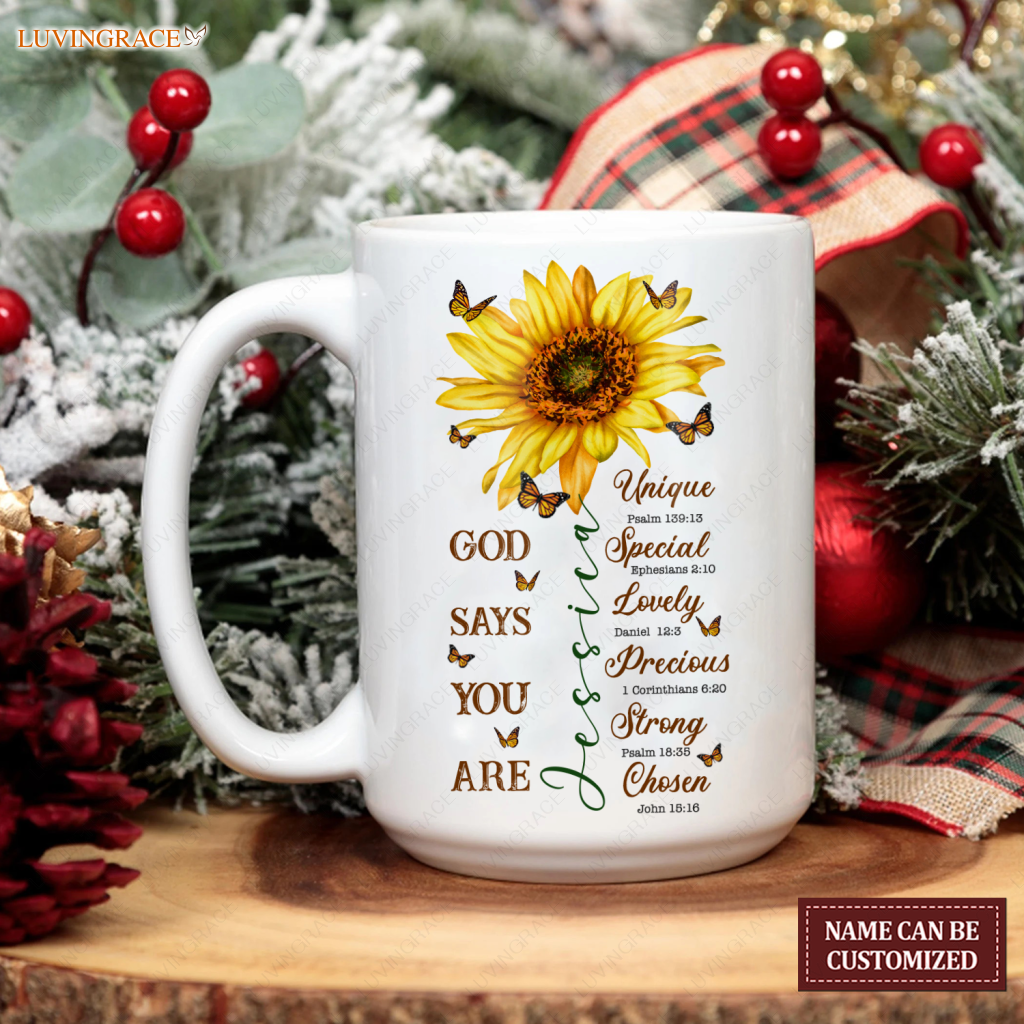 Sunflower Butterfly God Says You Are Personalized Mug Ceramic
