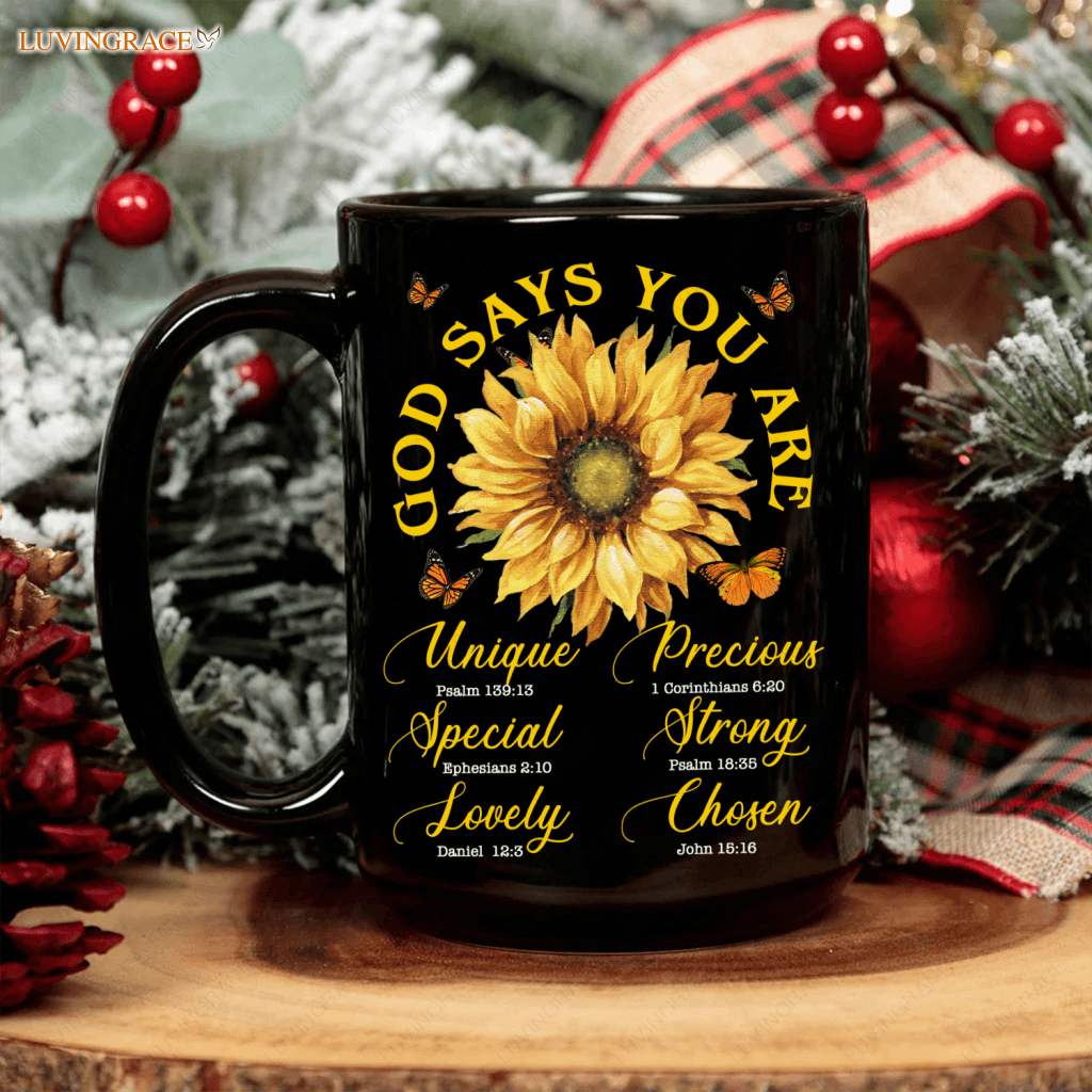 Sunflower Butterlfy God Says You Are Mug Ceramic