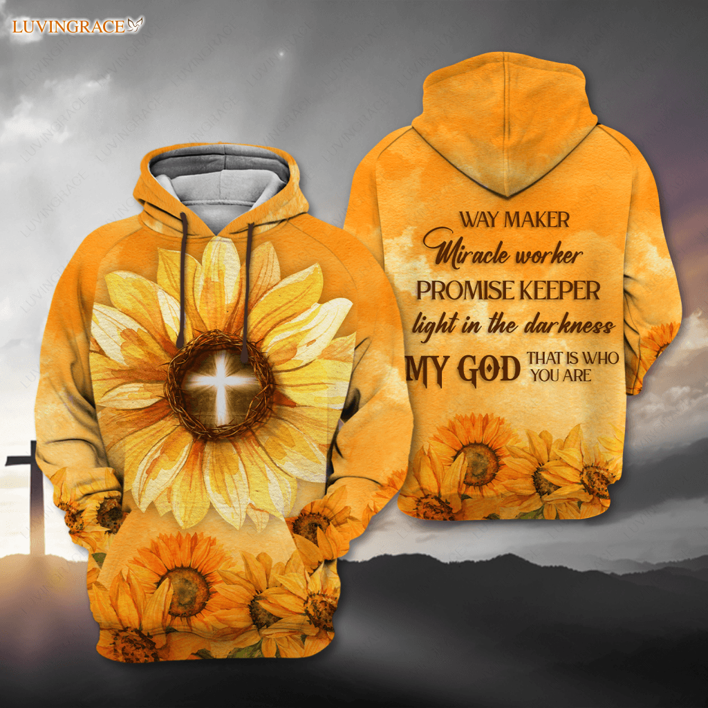 Sunflower Cross Christ Crown Of Thorns Way Maker Miracle Worker