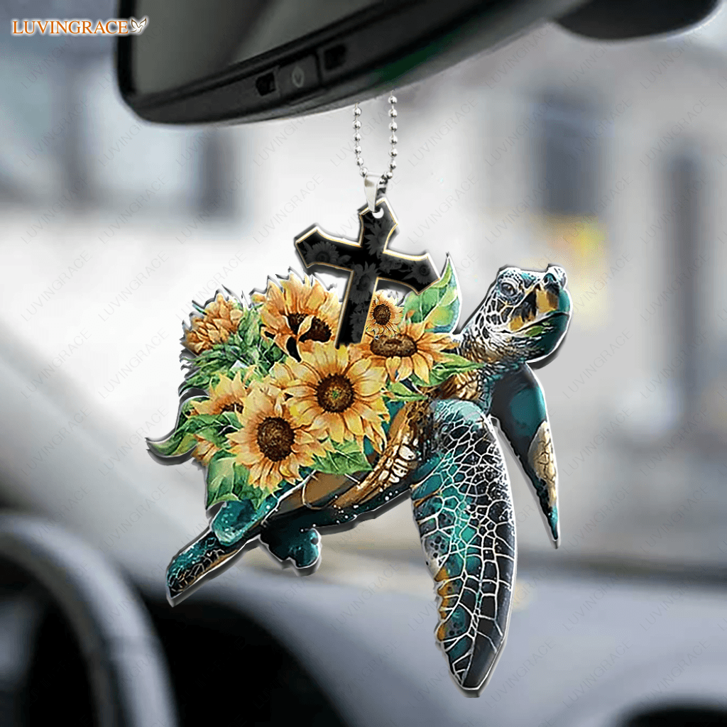 Sunflower Cross Turtle Ornament