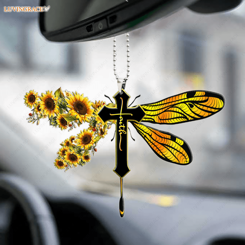 Sunflower Dragonfly Car Hanging Ornament