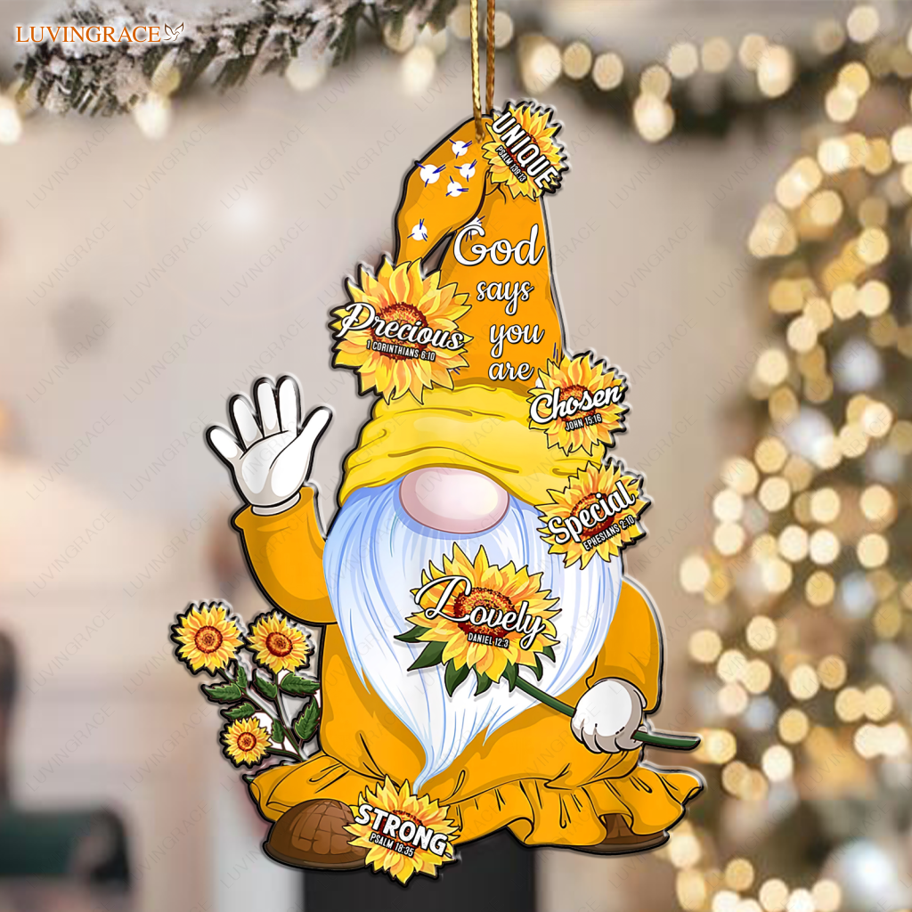 Sunflower Gnome God Says You Are Ornament