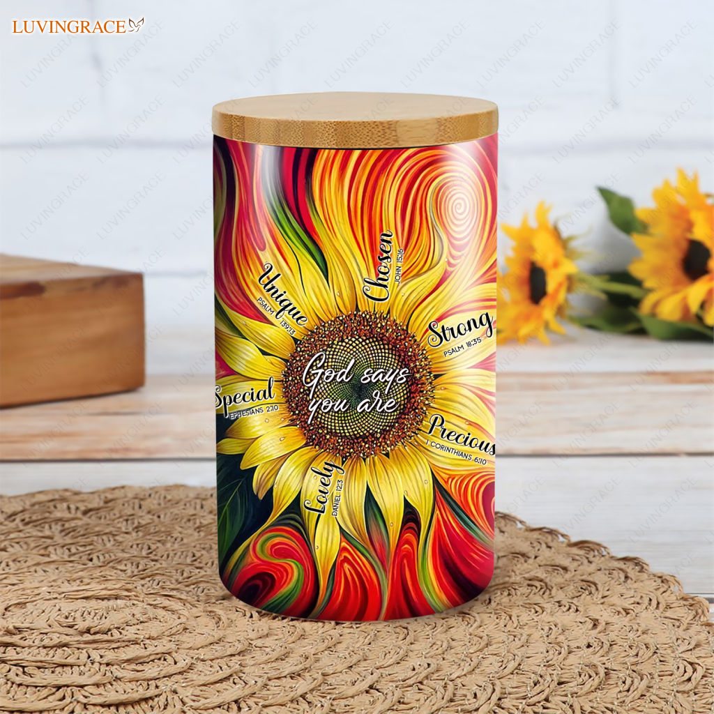 Sunflower God Says Ceramic Jar