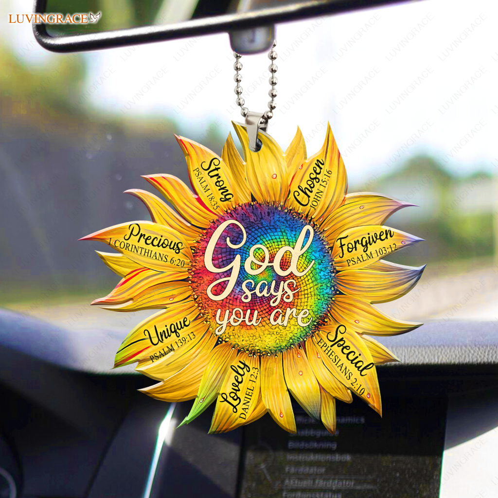 Sunflower God Says You Are Hippie Circle Car Hanging Ornament