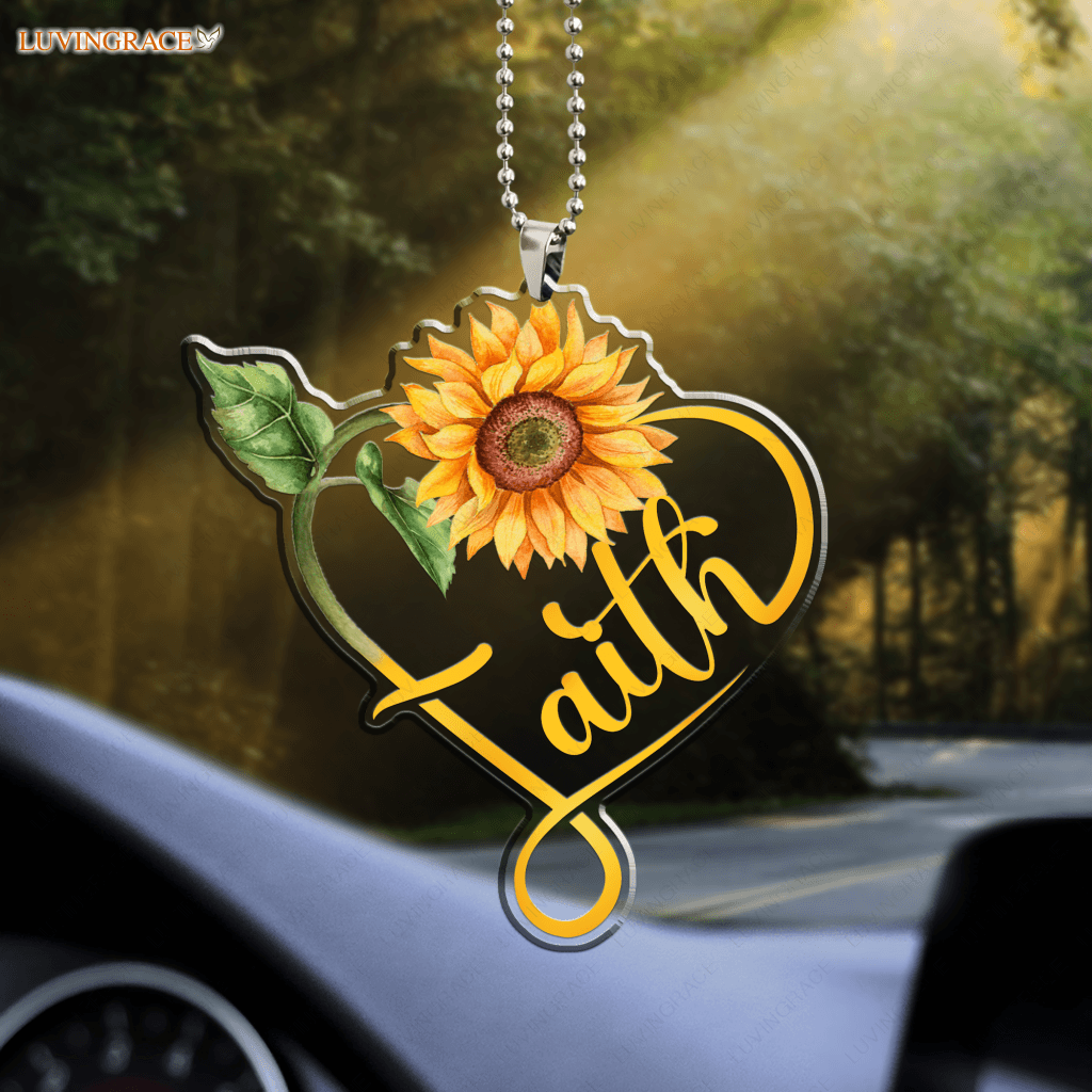 Sunflower Heart Christian Faith Ornament