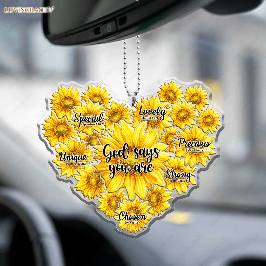 Sunflower Heart God Says You Are Hanging Ornament