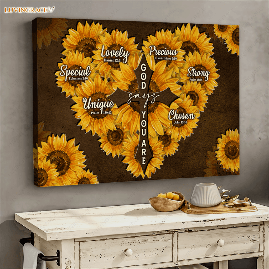 Sunflower Heart God Says You Are Special Wall Art