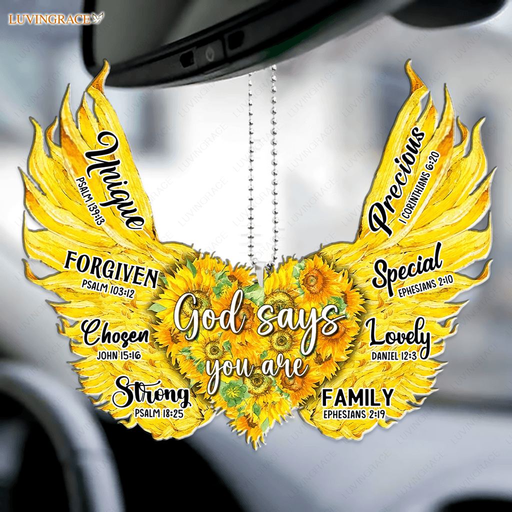 Sunflower Heart With Wings God Says You Are Ornament