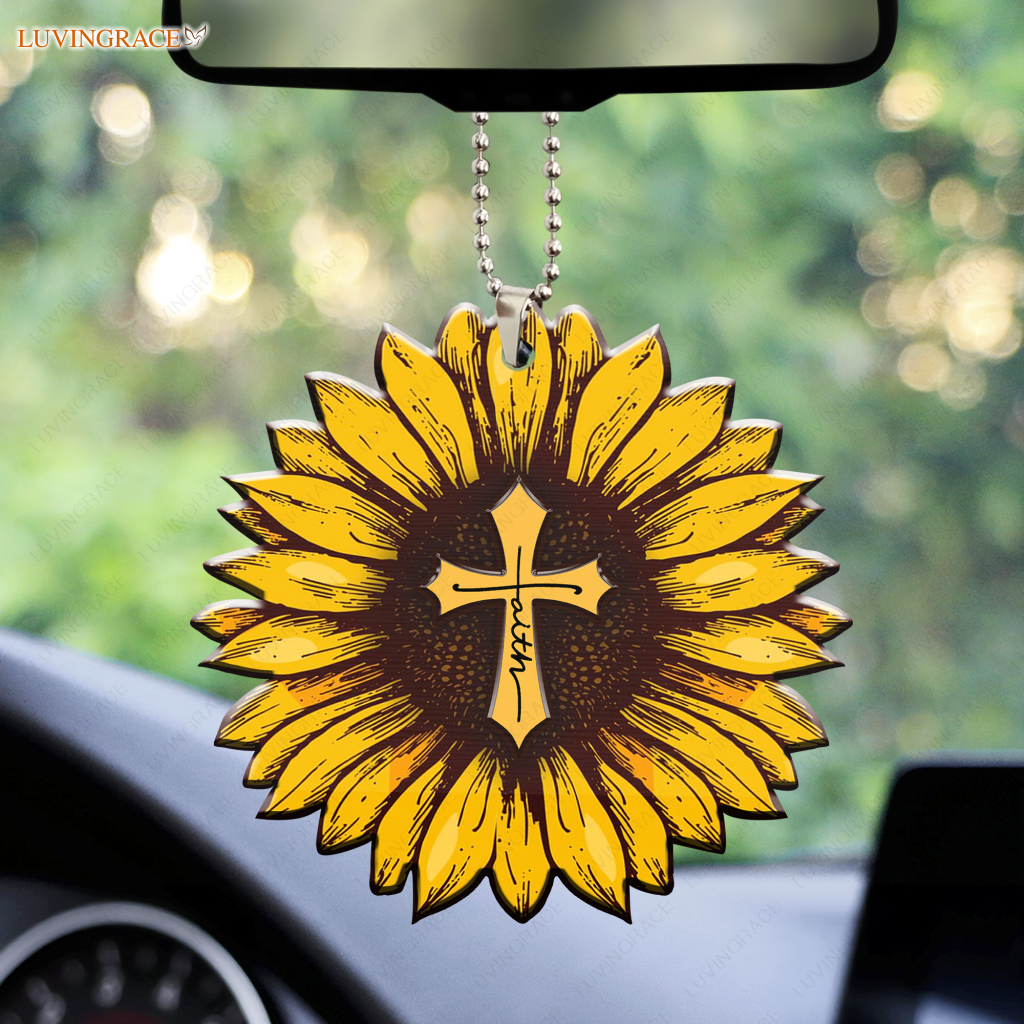 Sunflower Jesus Cross Ornament