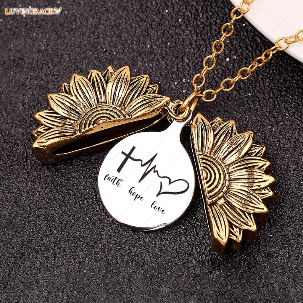 Sunflower Necklace Faith Hope Love Jewelry
