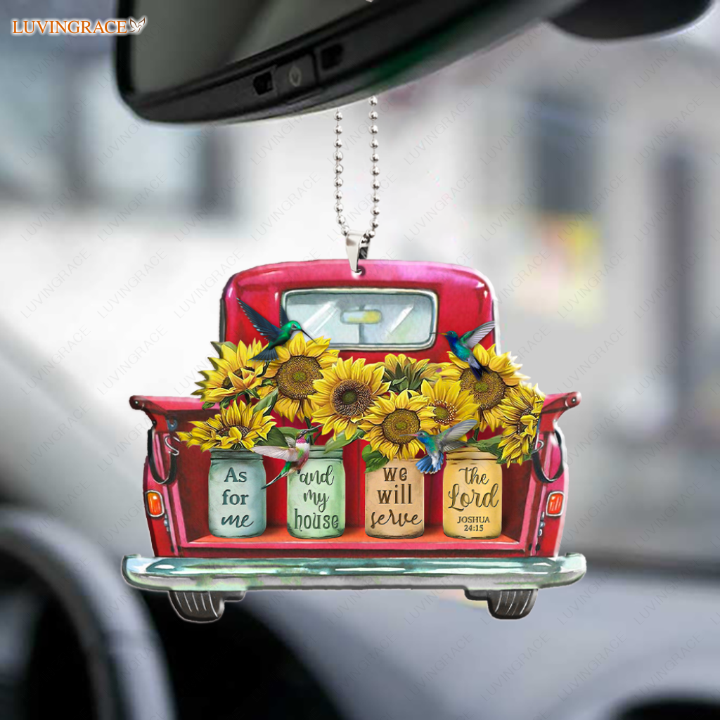 Sunflower Pots Truck Serve The Lord Ornament