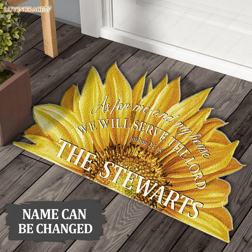 Sunflower Serve The Lord Personalized Doormat