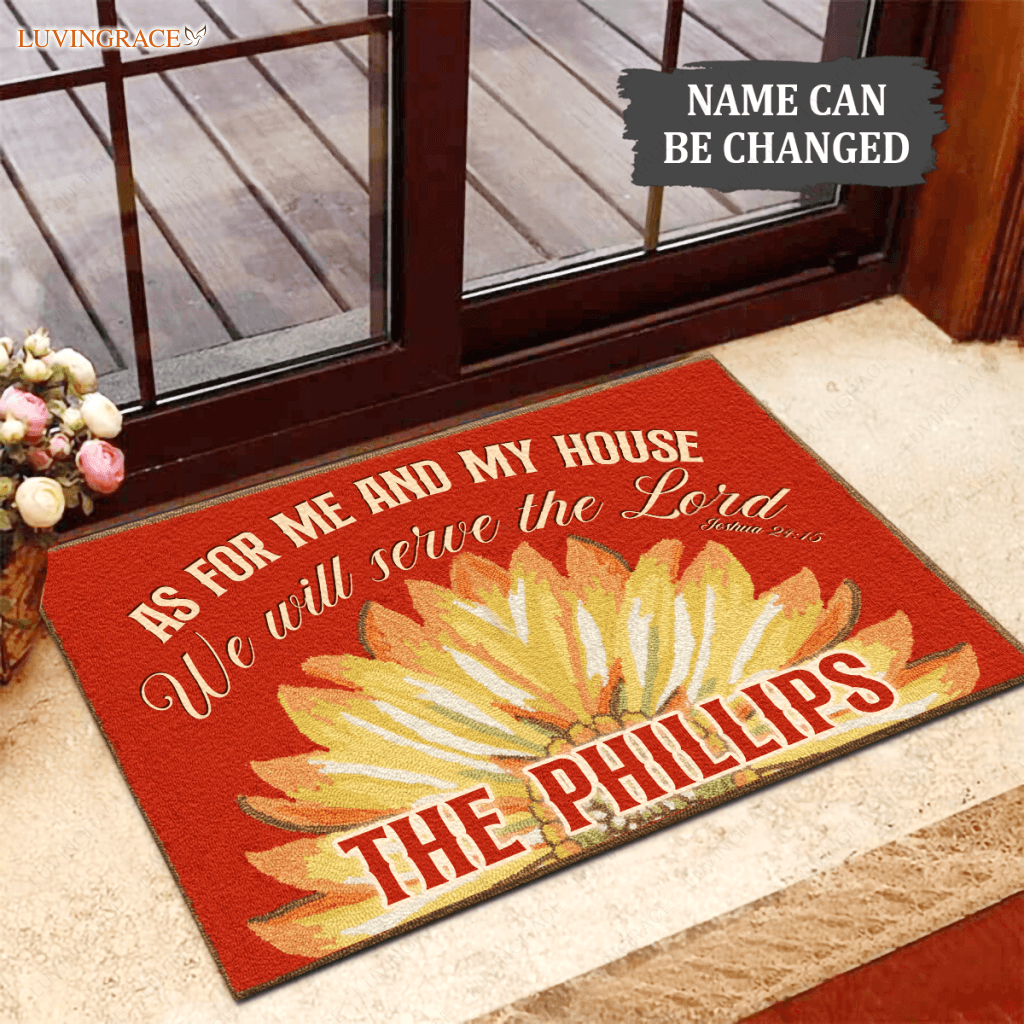 Sunflower Serve The Lord Personalized Doormat