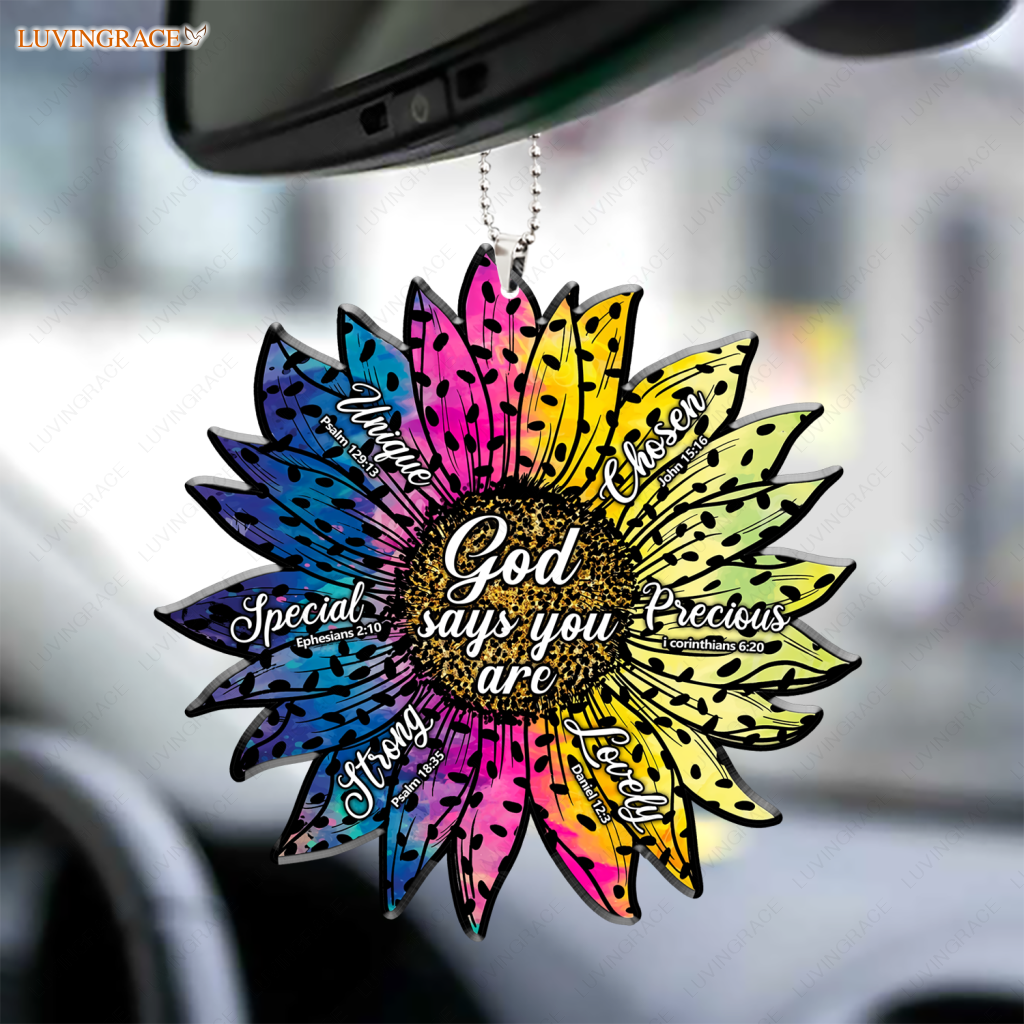 Sunflower Tie Dye God Says You Are Ornament