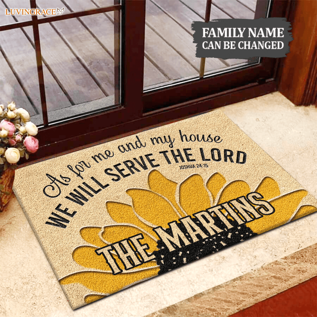 Sunflower Welcome Doormat Serve The Lord