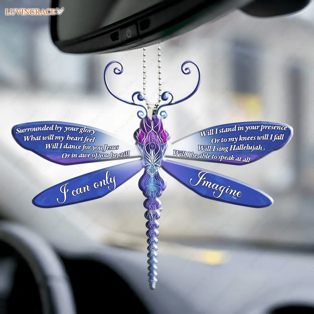 Surrounded By The Glory Blue Dragonfly Ornament