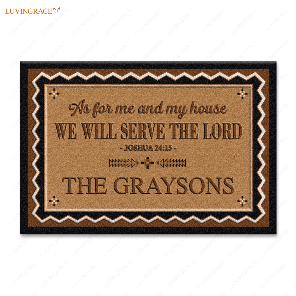Taupe Color Serve The Lord Personalized Doormat