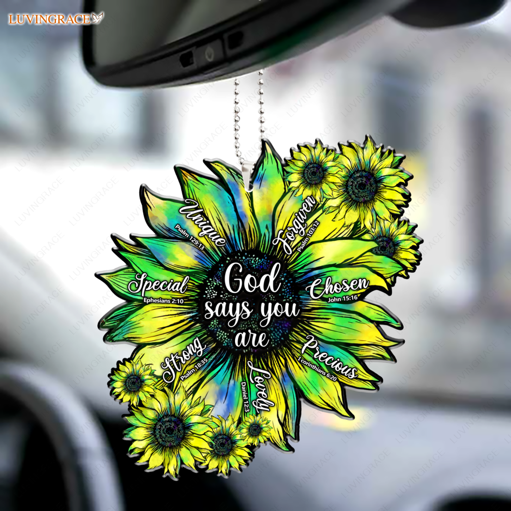 Teal Green Sunflower God Says Ornament