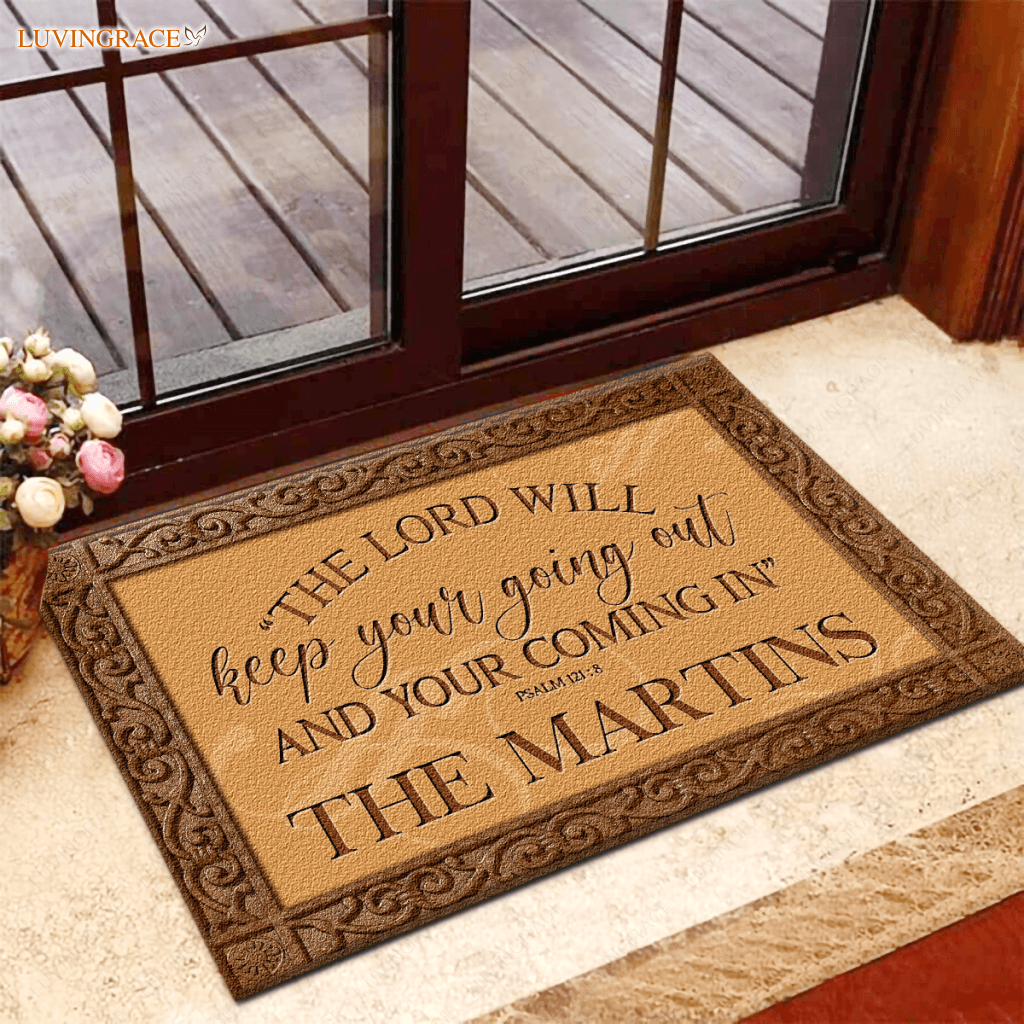 The Lord Will Keep Your Going Personalized Door Mat Doormat