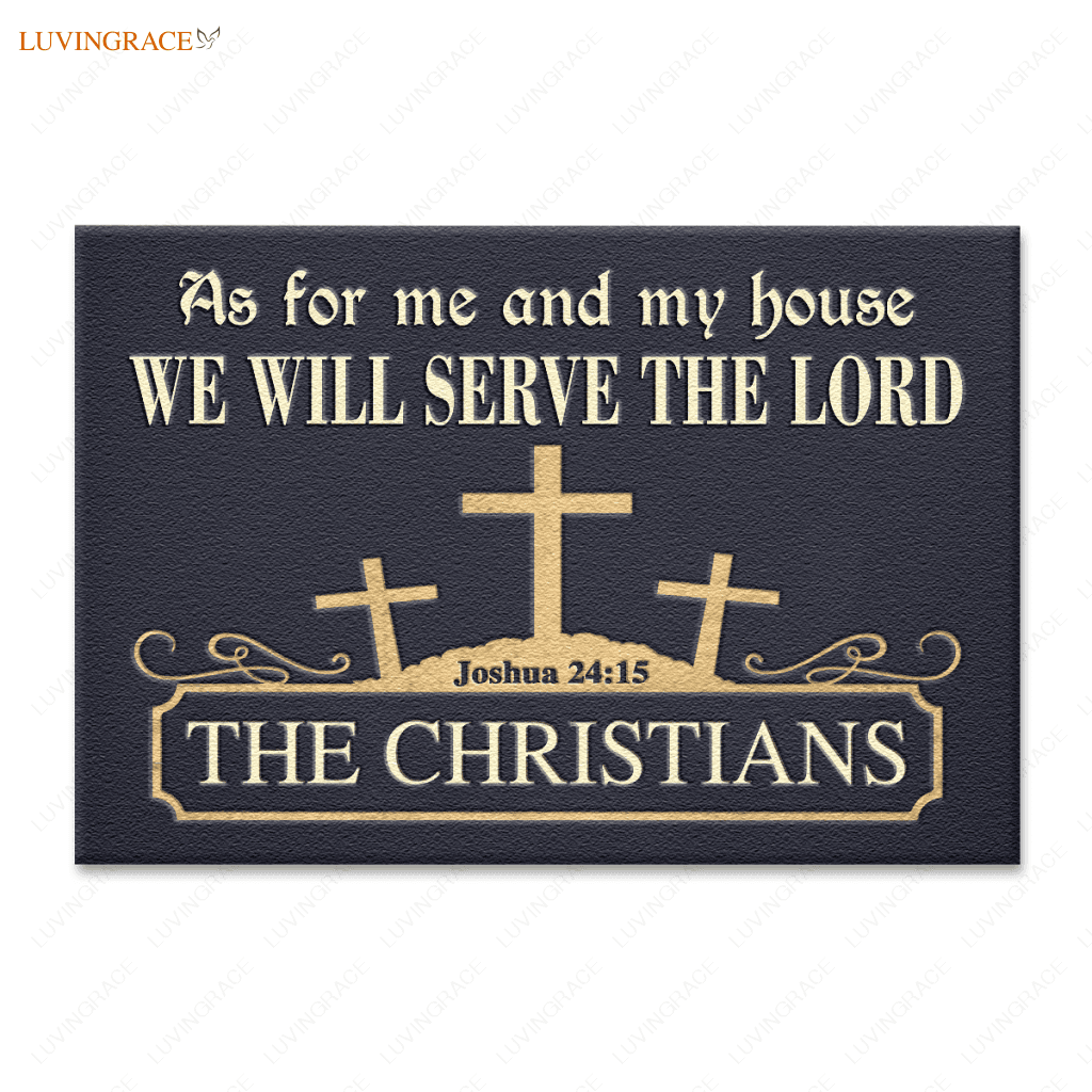 The Three Cross Symbol Serve Lord Personalized Doormat