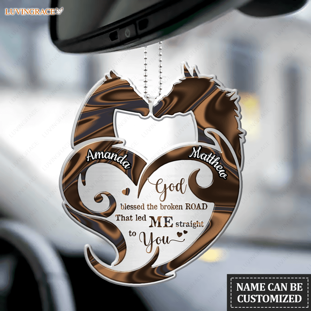 Tribal Heart Horse Couple God Blessed Personalized Ornament