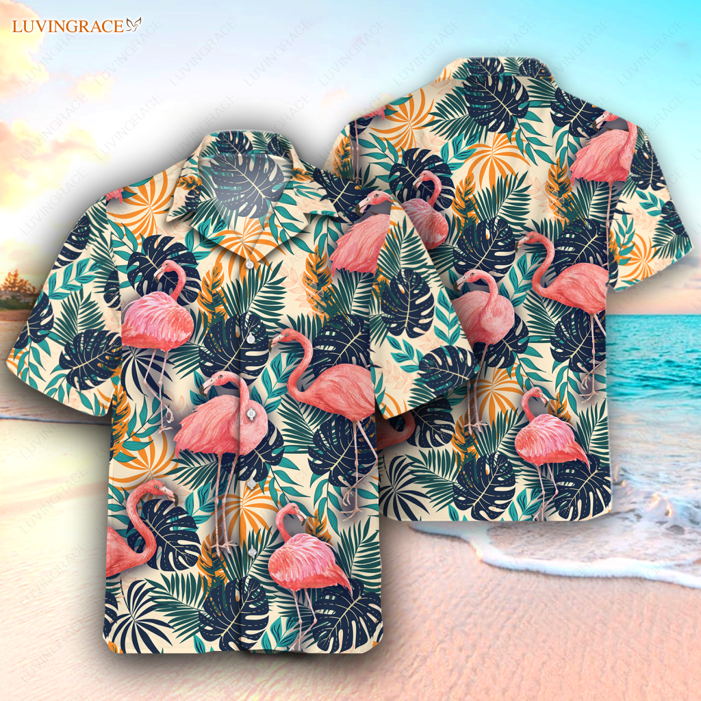Tropical Floral Flamingo Art Hawaiian Shirt