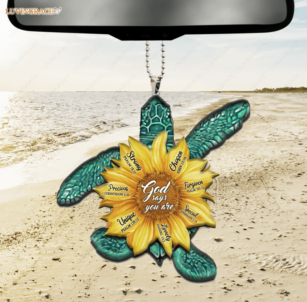 Turtle Sunflower God Says You Are Ornament