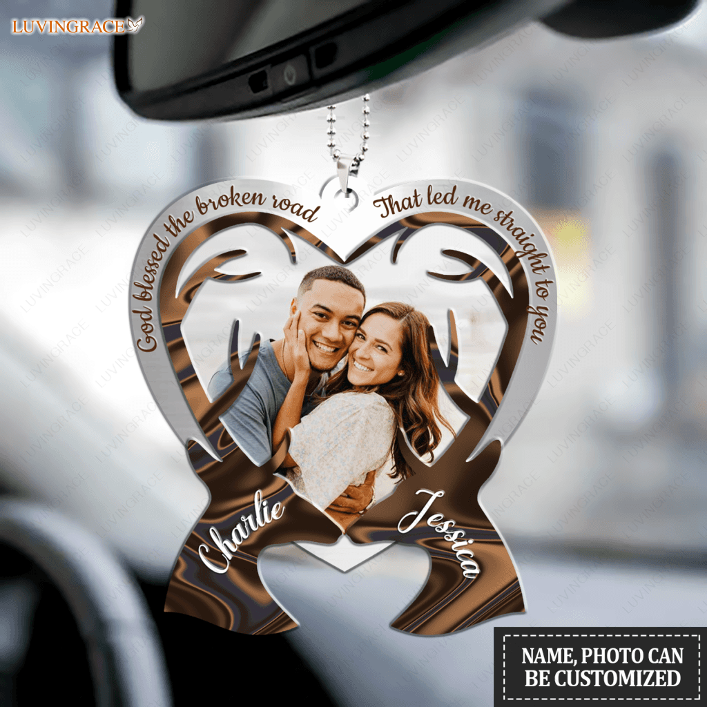 Two Deers Shaping Heart God Blessed Personalized Ornament