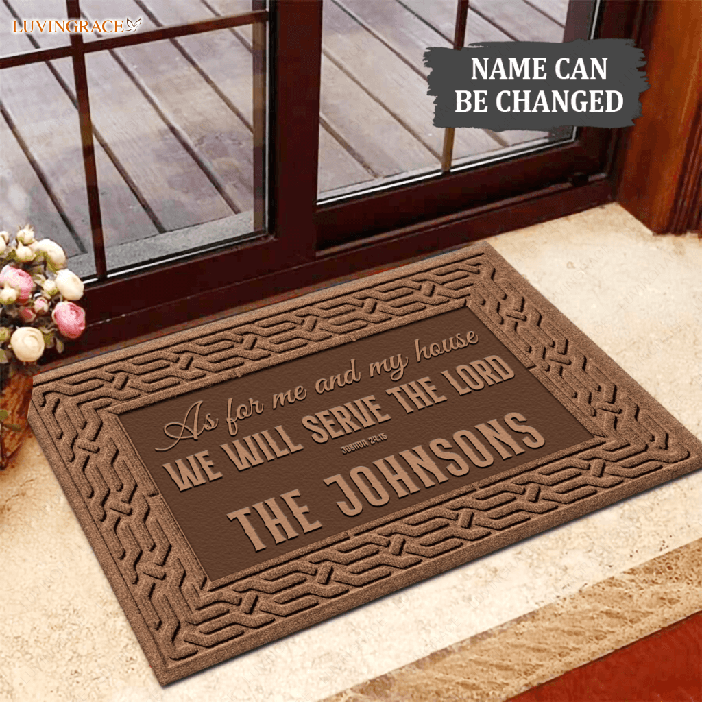 Umber Brown Serve The Lord Personalized Doormat