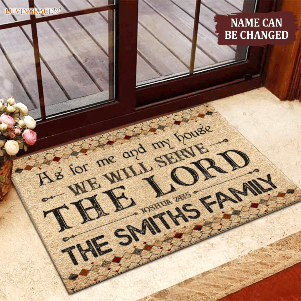 Vintage Boho As For Me And My House Personalized Doormat