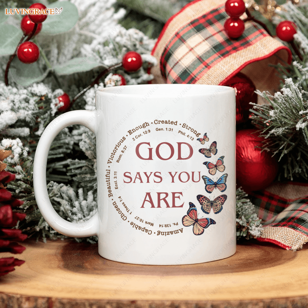 Vintage Butterfly Circle God Says You Are Mug Ceramic