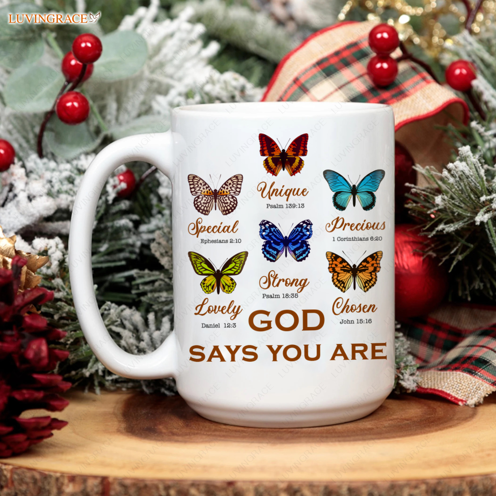 Vintage Butterfly God Says You Are Mug Ceramic