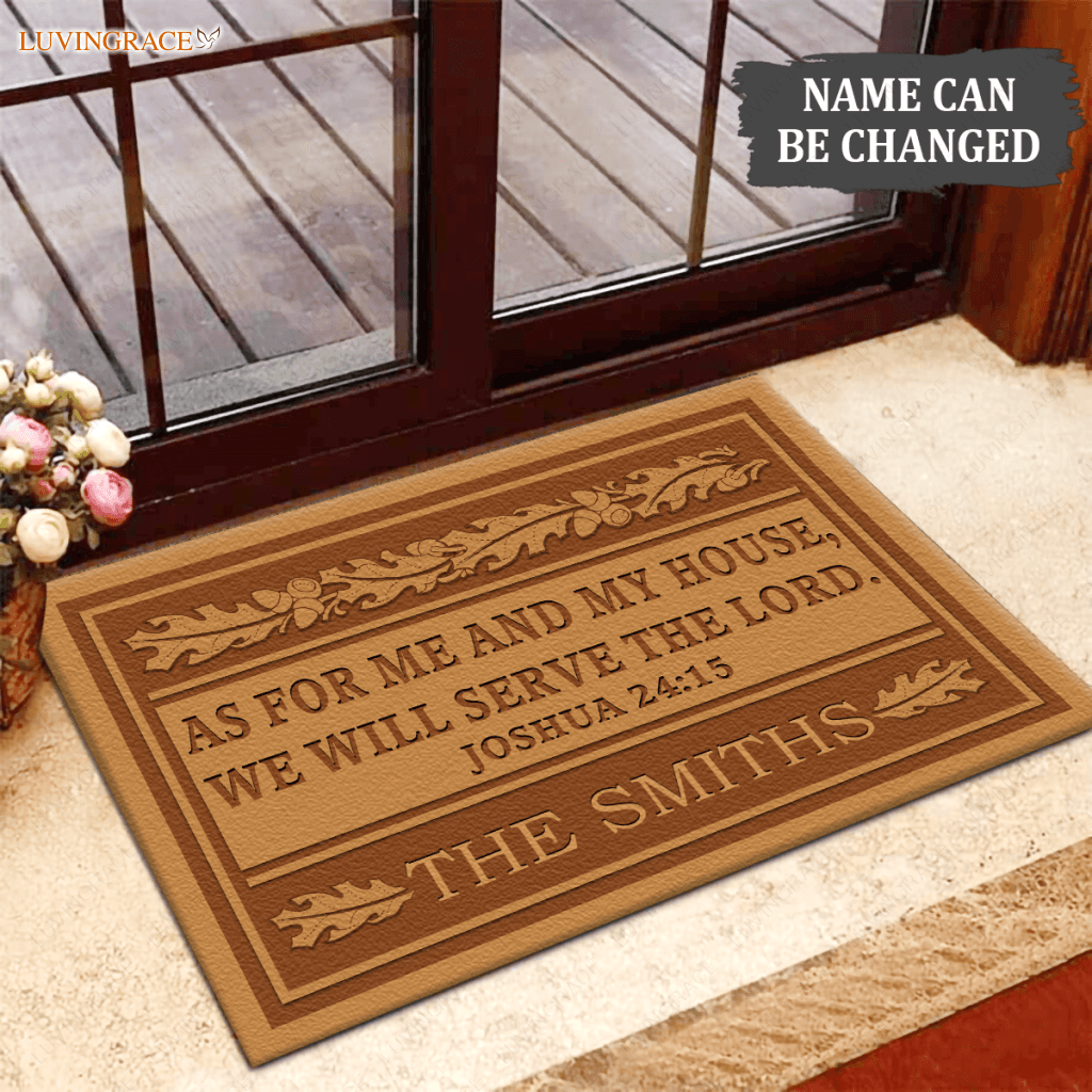 Vintage Christmas As For Me And My House Personalized Doormat