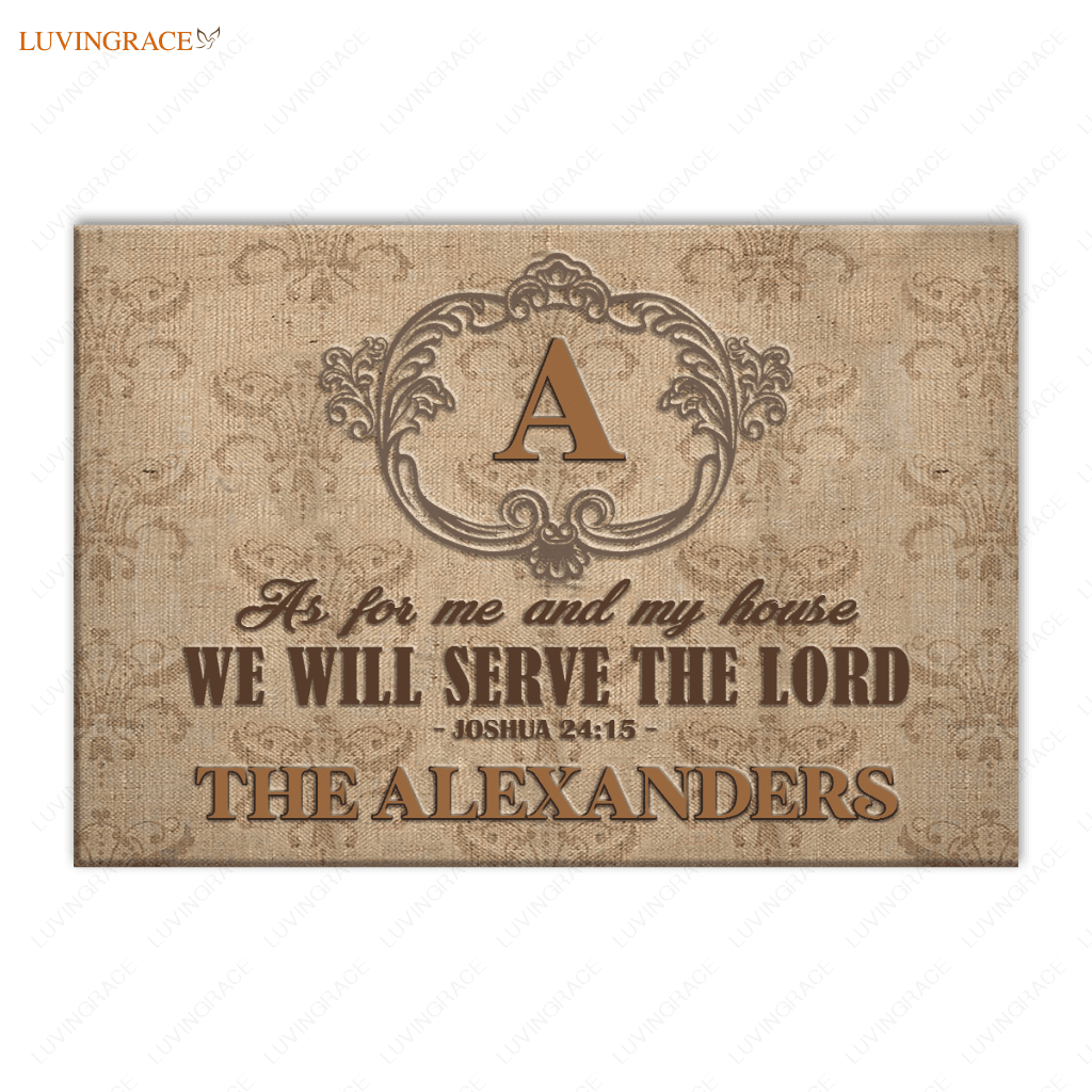 Vintage Family Serve The Lord Personalized Doormat