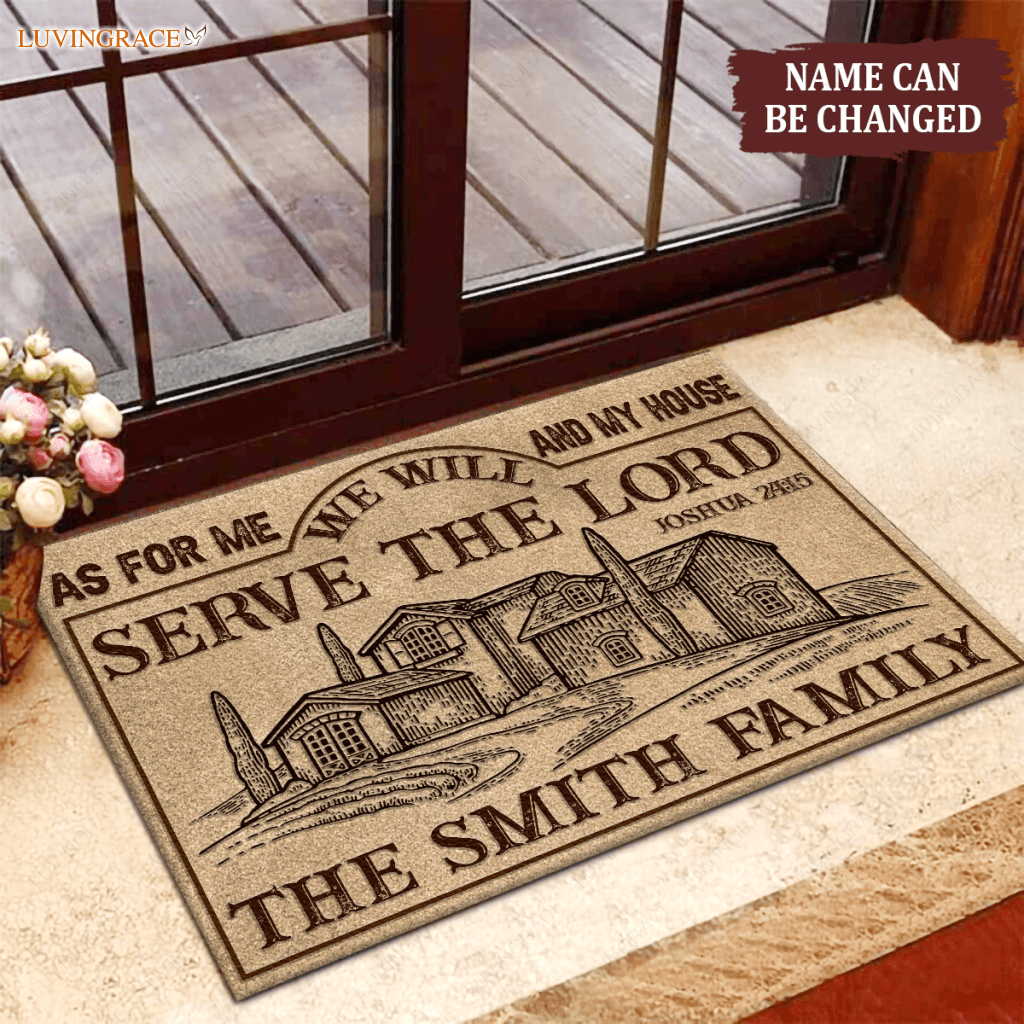 Vintage Home Art As For Me And My House Personalized Doormat