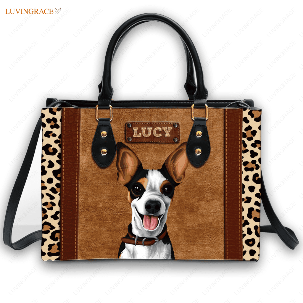 Vintage Leopard Pet Portrait - Personalized Custom Leather Bag Handbags