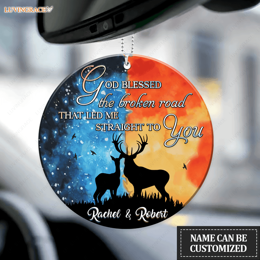 Water And Fire Deer Couple God Blessed Personalized Ornament