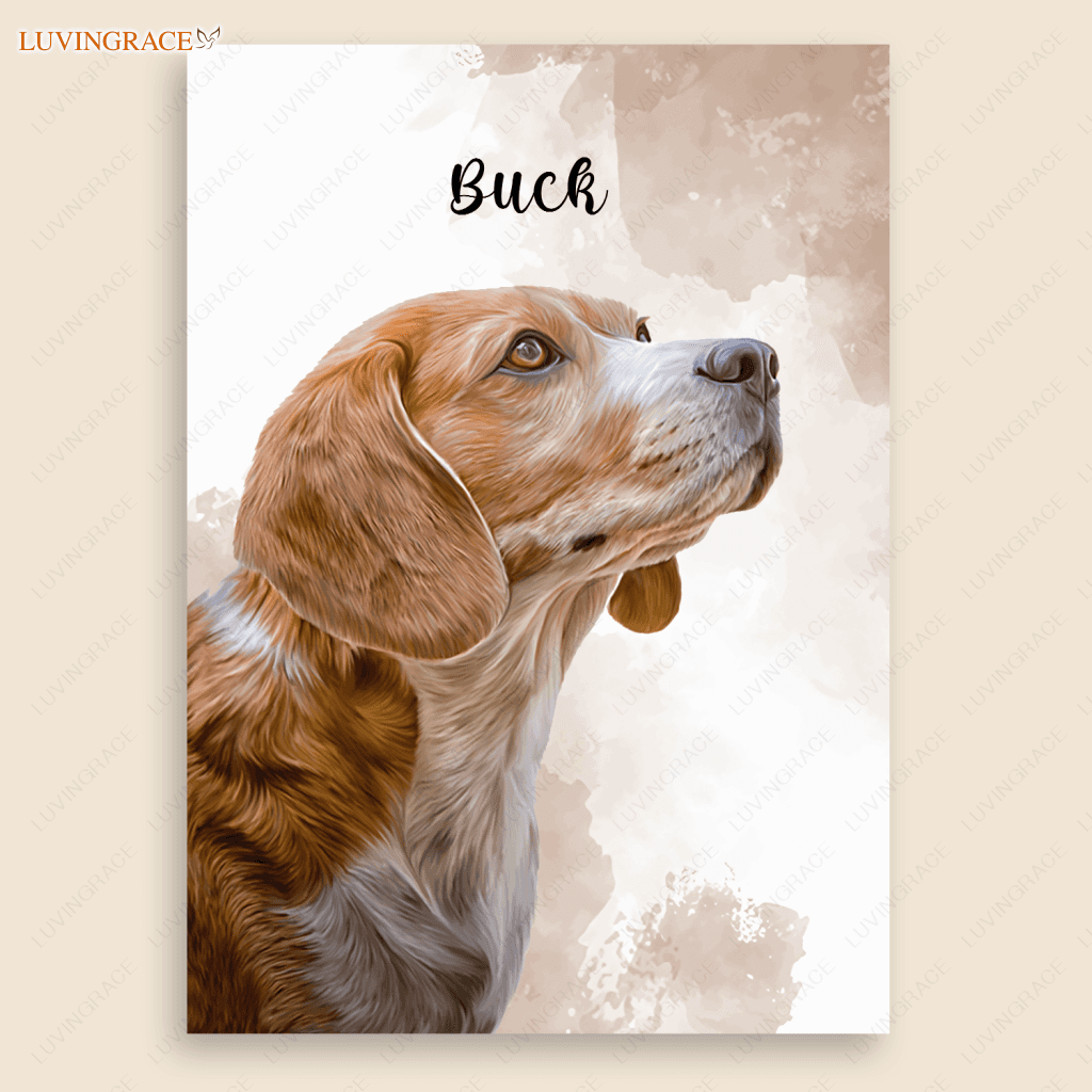 Watercolor Pet Portrait From Photo Poster Canvas - Personalized Custom Gift Wall Art