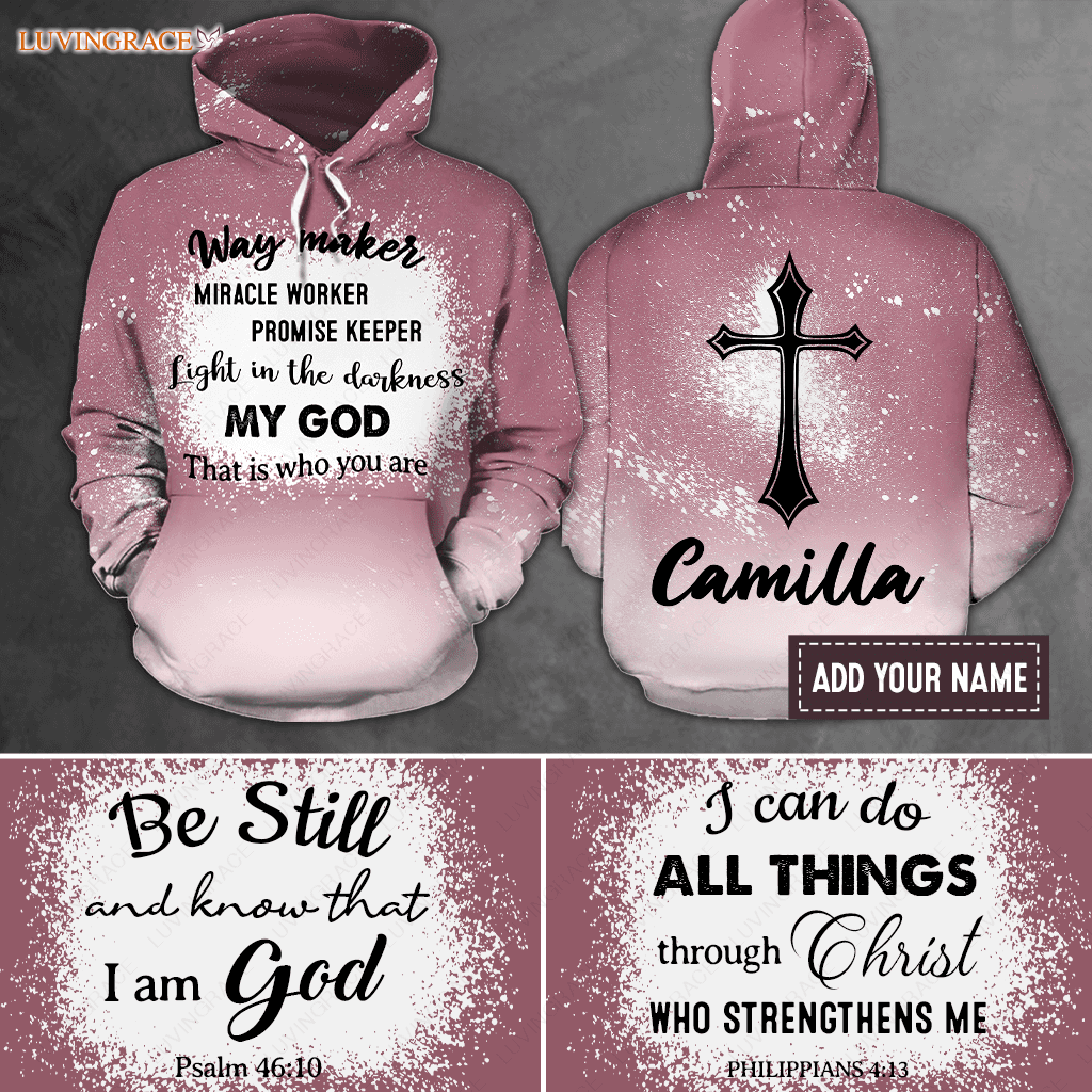 Way Maker Christian Jesus Bleached Personalized Hoodie
