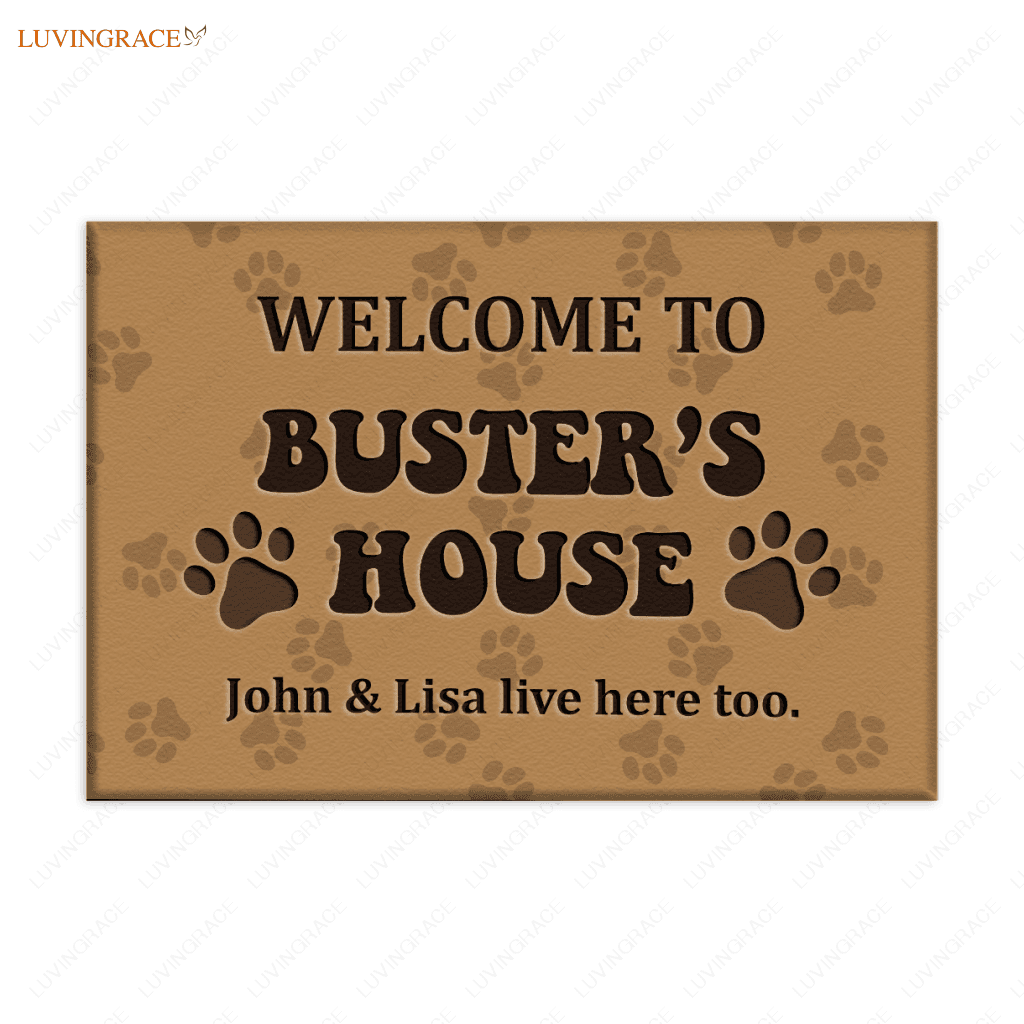 Welcome Custom Pet Mat Personalized Decorative Doormat (Cat & Dog)