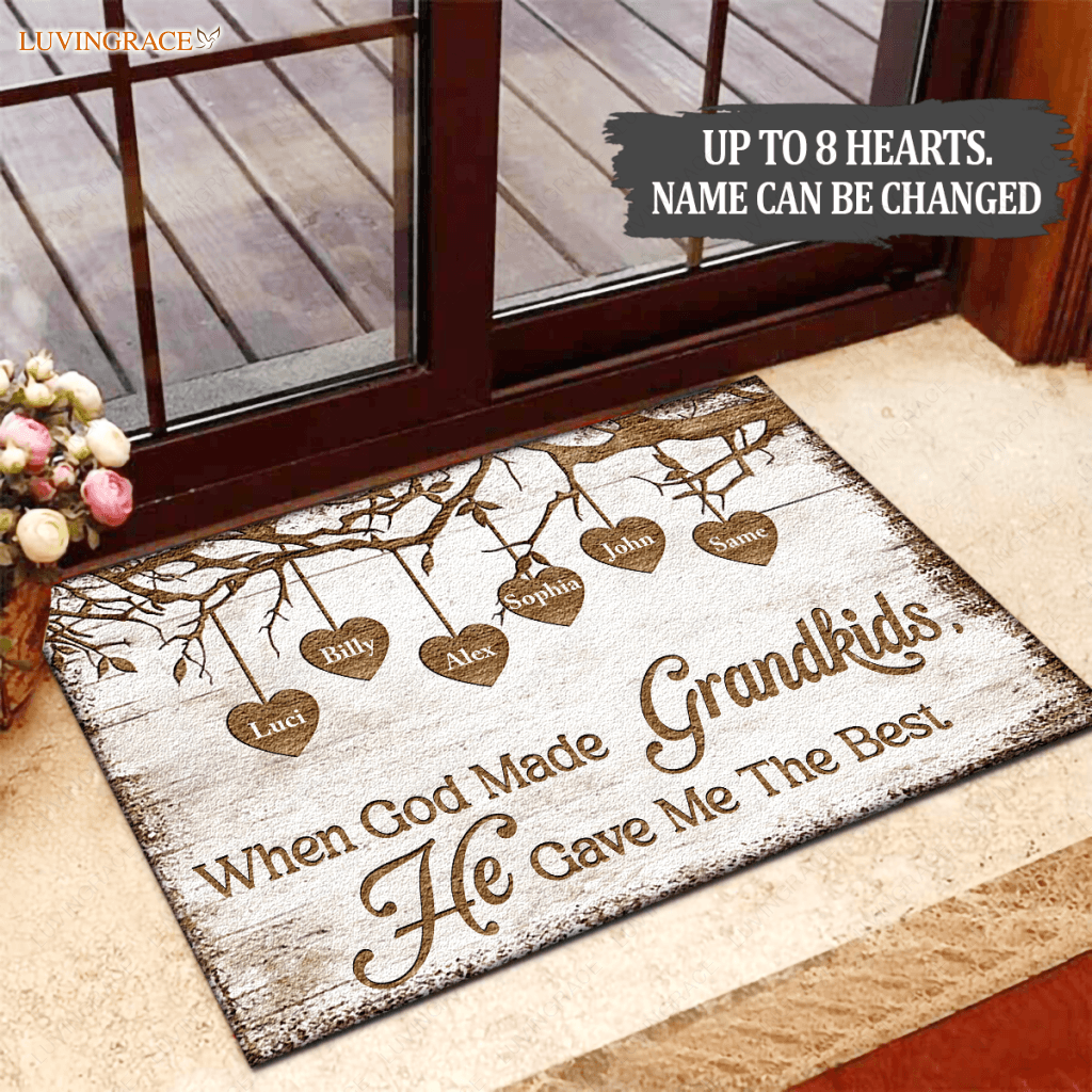 When God Made Grandkids He Gave Me The Best Personalized Doormat