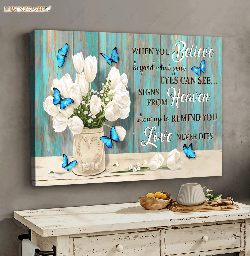 White Tulips And Butterflies Wall Art