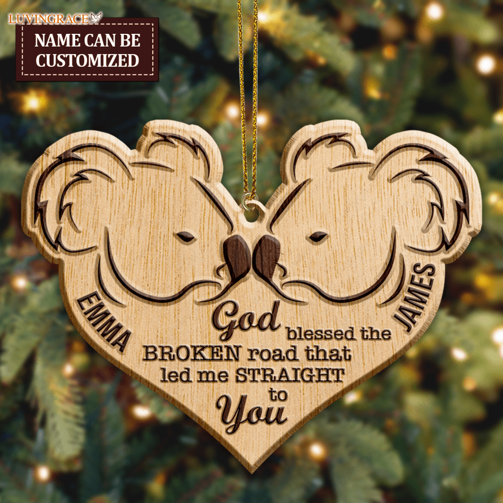 Wild Love Koala Couple God Blessed Personalized Wood Engraved Ornaments Wooden Ornament