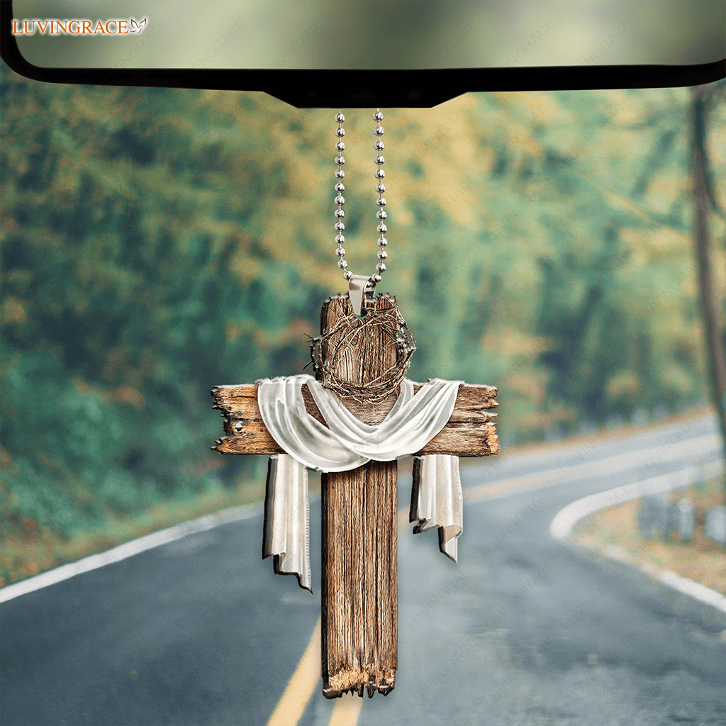 Wooden Jesus Cross Car Hanging Ornament