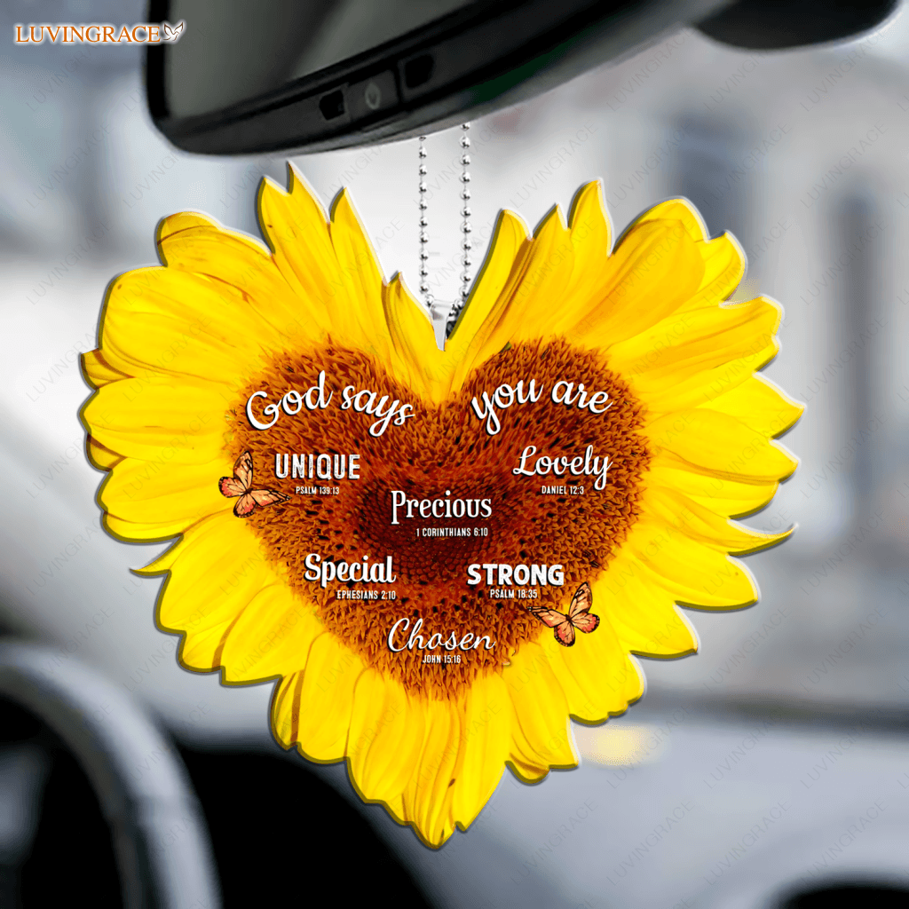 Yellow Sunflower Heart God Says You Are Ornament