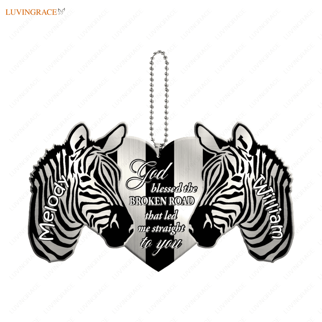Zebra Couple God Blessed Personalized Ornament