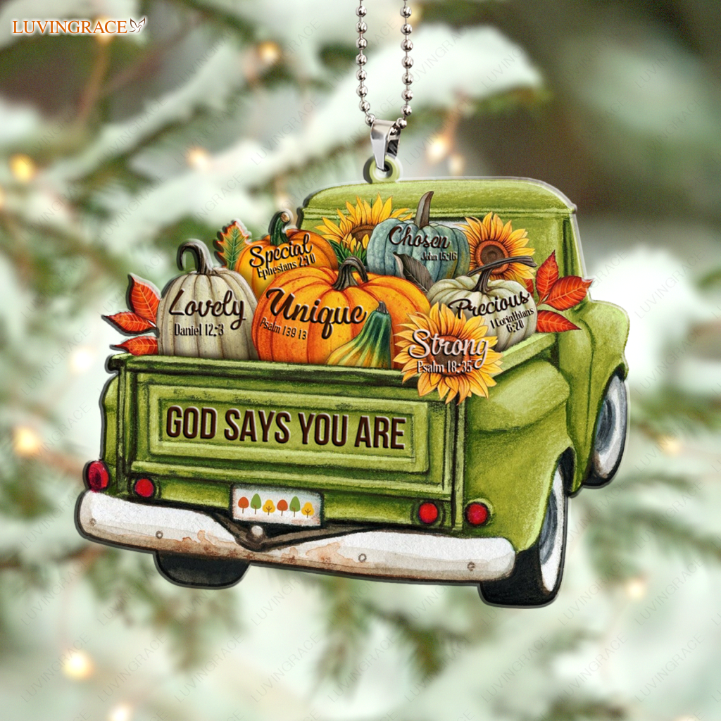 Luvingrace M119 Pumpkin Truck God Says You Are Ornament